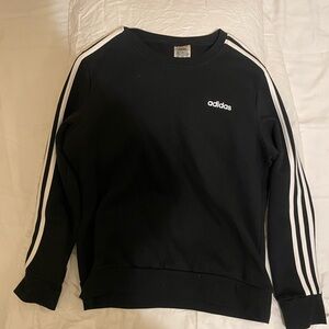 Adidas Unisex Black Crewneck Sweatshirt with White Shoulder Stripes